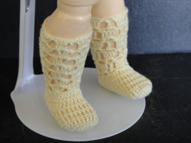 Anciennes Chaussures Cuir Pour Poupée Bleuette (taille 1) + Chaussettes, France