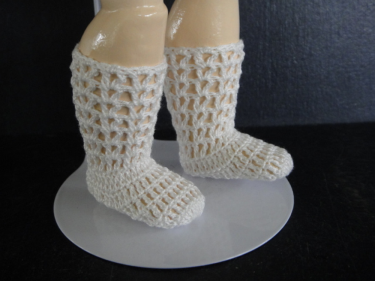 Anciennes Chaussures Cuir Pour Poupée Bleuette (taille 1) + Chaussettes, France