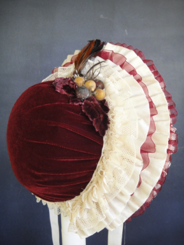 Chapeau Rose Pour Poupée – Soie Et Dentelles – Tour De Tête 36-41 Cm – France
