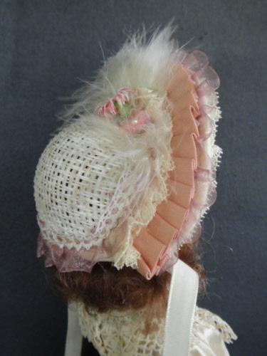 Ancien chapeau paille poupée bleuette