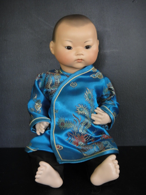 Asian A.M 34 Cm Antique Doll Reproduction
