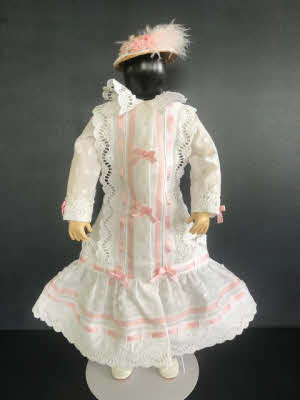 Robe Ancienne Pour Poupée Jumeau 50-55 Cm, Avec Chapeau, époque 1910, France